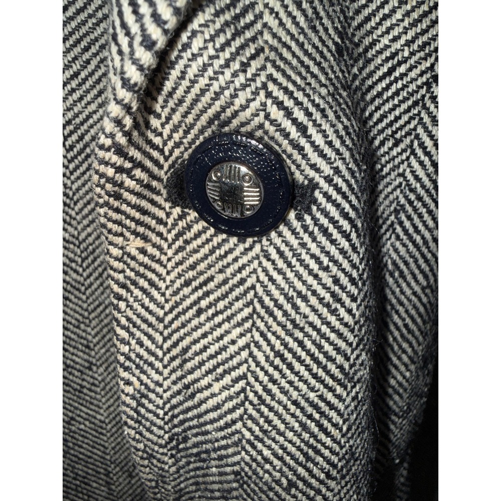 Circle S Western Herringbone Sport Coat Blazer Grey Black Suede Yoke Silk 48L - Picture 8 of 12